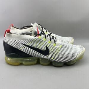 Nike Air VaporMax Flyknit 3 Running Shoes Men Size 14 White Black Green Sneakers